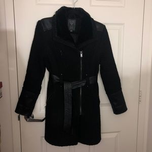 Guess belted coat black
